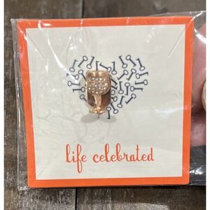 Keep Collective Rose‎ Gold Pave WINE GLASS charm, NIP!